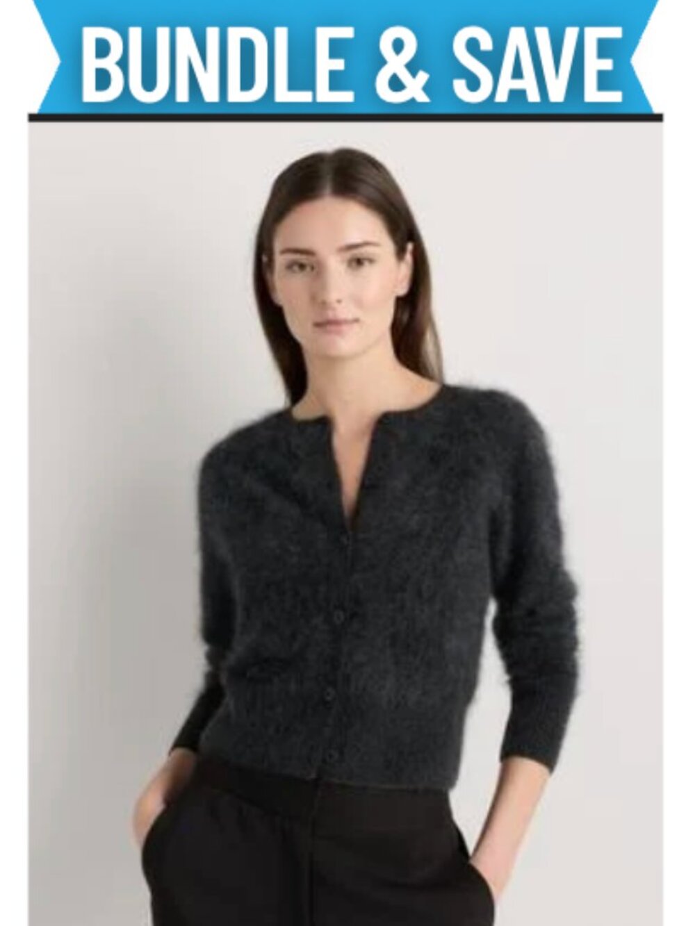 Brushed Cashmere Cropped Crewneck Cardigan
